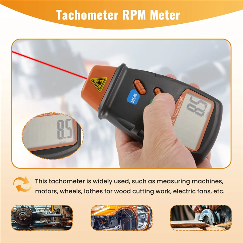 【Today-Only!】Digital Tachometer Rpm Meter Non-Contact 2.5Rpm-99999Rpm Lcd Display Speed Meter Dt2234c Tester Speed