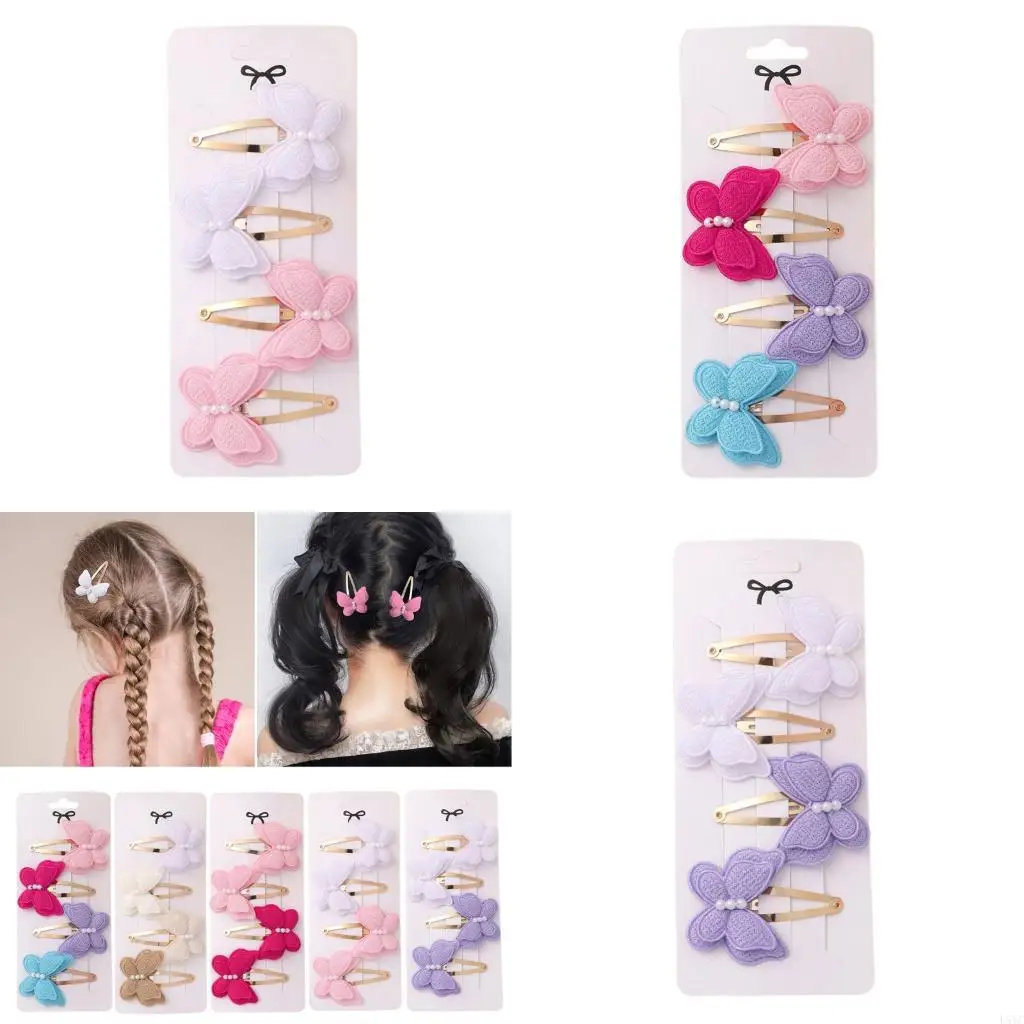 

L5YC 4Pcs Practical Double Layer Bows Hair Clip Metal Barrettes For Women And Kids