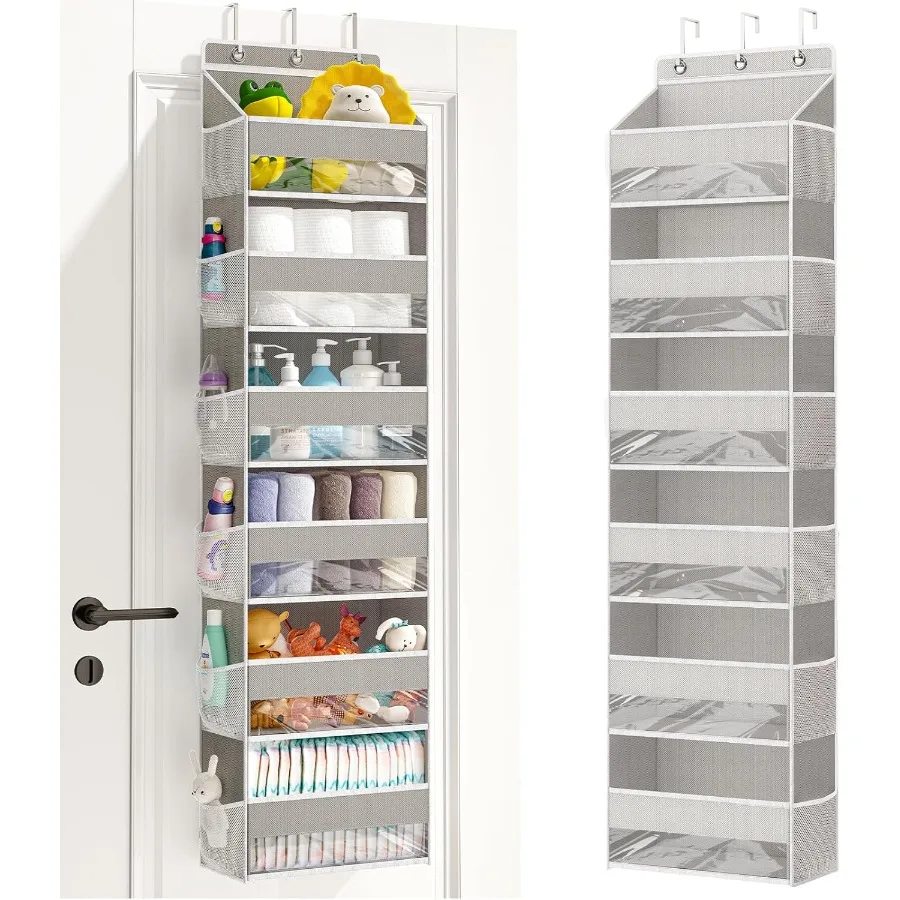 

1 Pack Over Door Organizer with 6 Large Pockets 12 Mesh Side Pockets Hanging Storage Organizer with Clear Window Toys Shoes Dia