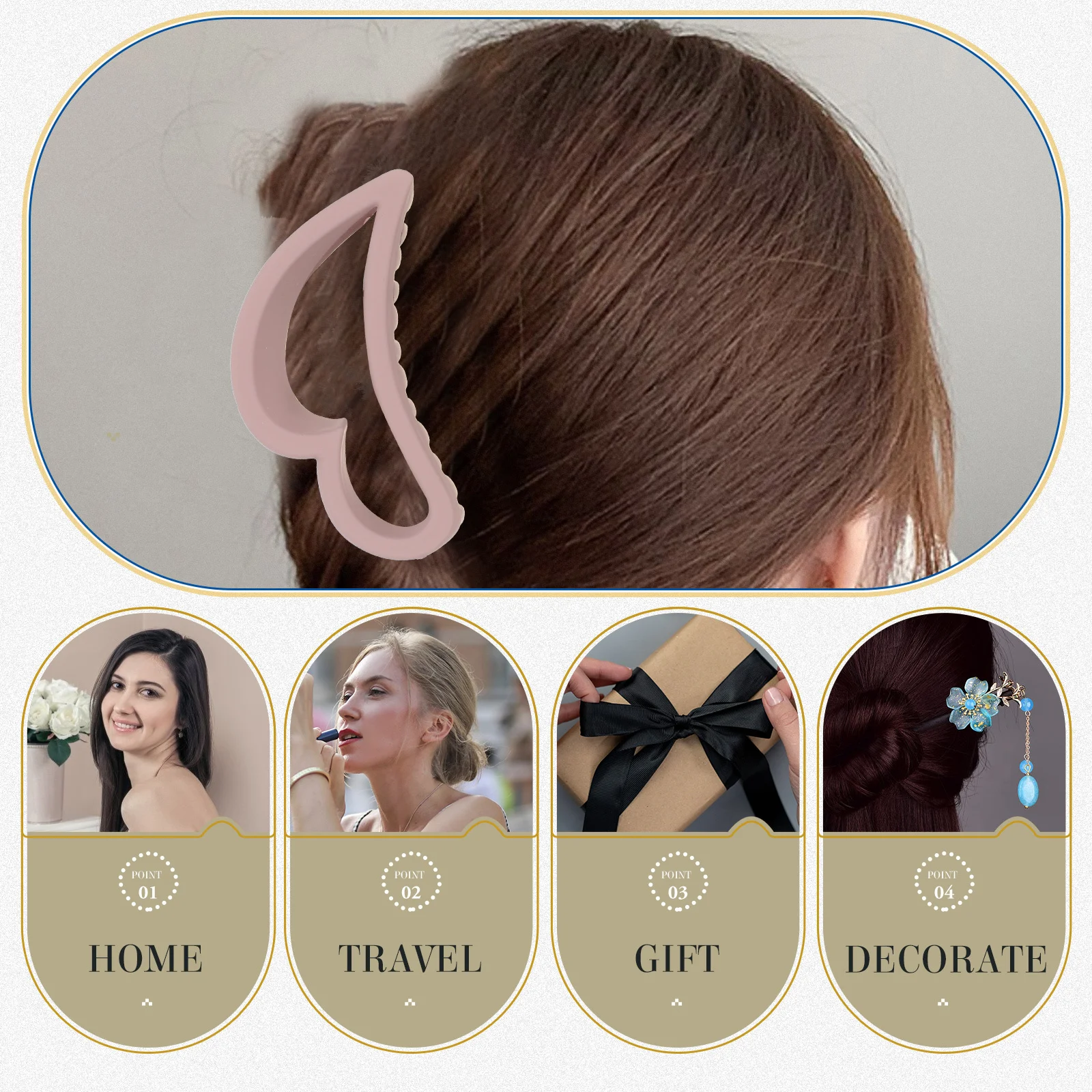 

3pcs Large Matte Heart Claw Clip Strong Flexible Nonslip For Women Thick Thin Hair Daily Styling Tool Back Hair Clip
