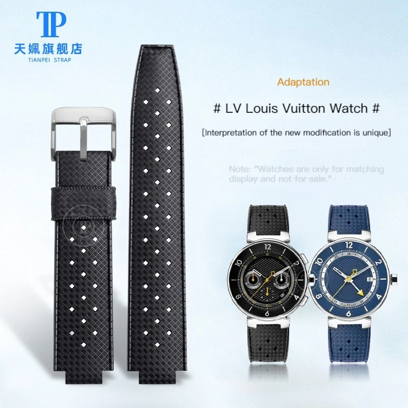 Rubber watchband For LV Watch Raised Mouth for Louis Vuitton Tambour Series Q1121 Dedicated band Men Women Q114k Watch Strap