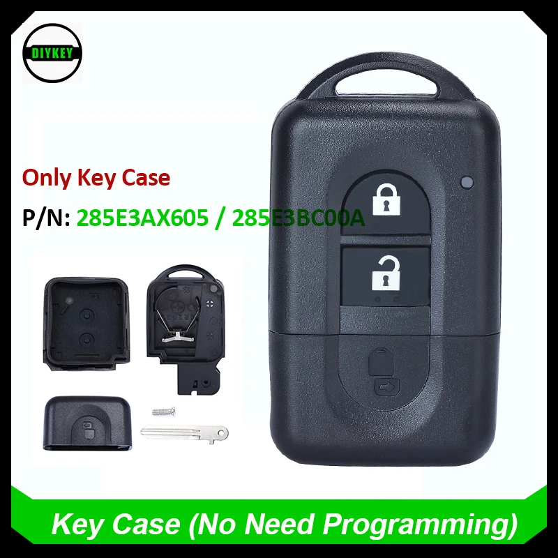 DIYKEY 2 Buttons Keyless Remote Key Case Shell Fob For Nissan X-trail Qashqai Pathfinder 2007-2015 285E34X00A / 285E3EB30A