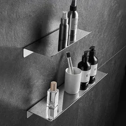 Bathroom Shelf Stainless Steel Chrome Shower Rack Corner Shelf Square Bath Shower Shelf Nail Free Black Storage Organizer Rack