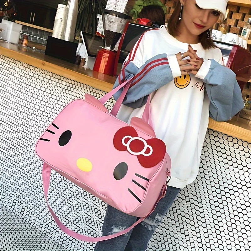 Hello Kitty Travel Bag, Oxford Fabric, Large Capacity, Cute Cartoon Storage Tote, Women\'s Tote For Short Trips, Sports Duffel