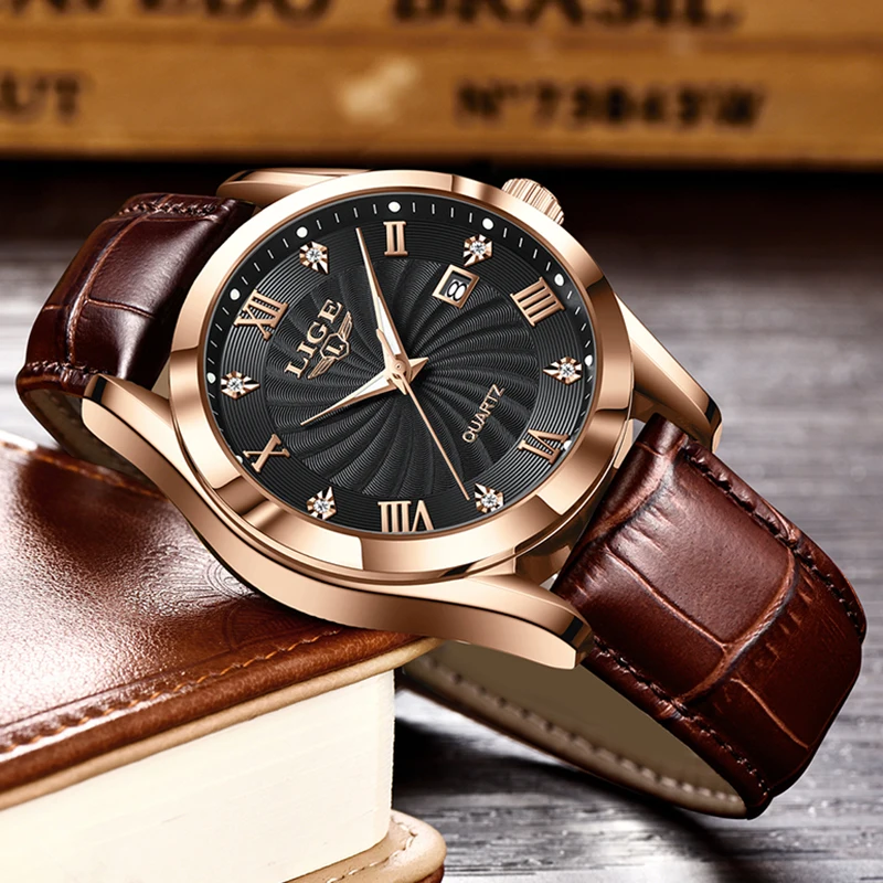 LIGE Military Watch Men Fashion Business Sports Men\'s Quartz Wristwatches Original Leather Waterproof Watch For Men Montre Homme