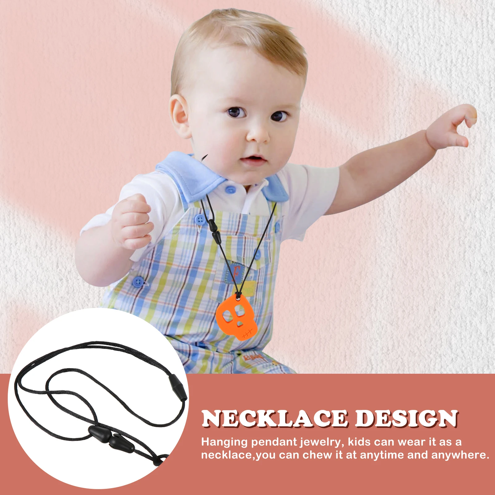 スカルおしゃぶり噛むネックレスおもちゃ赤ちゃん咀嚼子供シリコーンシリカゲル感覚赤ちゃん