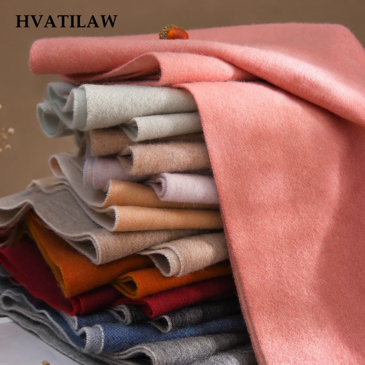 Solid 100% Wool Fringed Scarf Women Winter Warm Plain Tassel Neck Wrap Shawl Neckerchief Scarves Pashmina Poncho Shoulder Cover