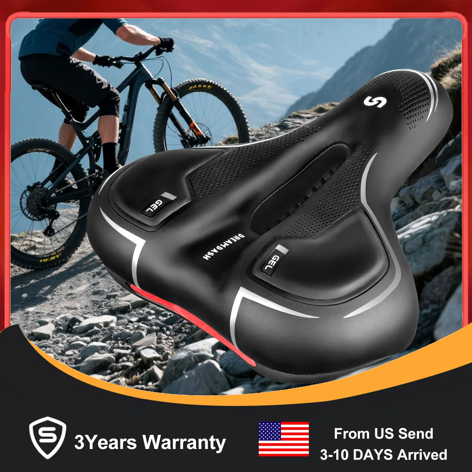 

MTB Super Soft Bike Saddle Extra Thick Shock Padding Cushion, Universal Comfort Bicycle Seat For MTB Road Bike Exercise Bike