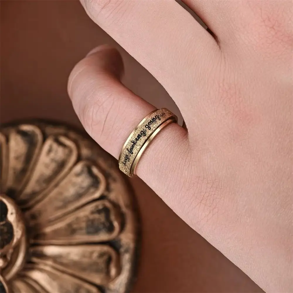 2026 Hot Selling Stainless Steel 6MM Frosted Rotating Ring For Women Men Jewelry Accessories Wholesale Dropshipping Size 6-12