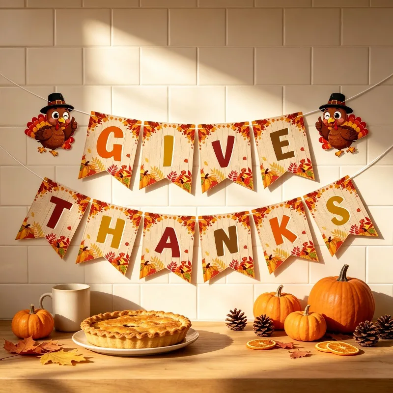 Autumn Thanksgiving Decor Kit Turkey Honeycomb Ornaments Maple Leaf Decorations For Holiday Party Venue Arrangement