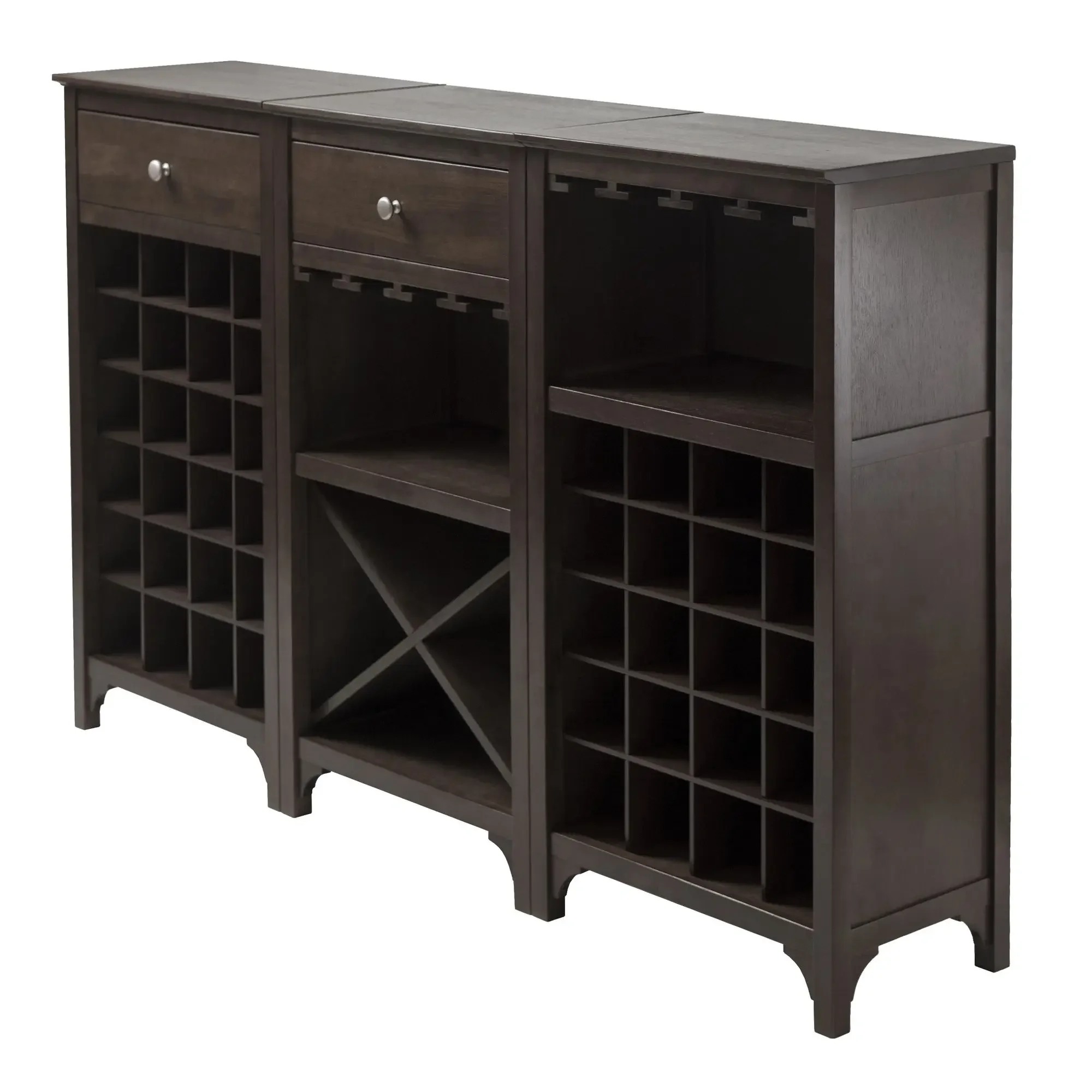 Modular wine cabinet set for wine storage and display
