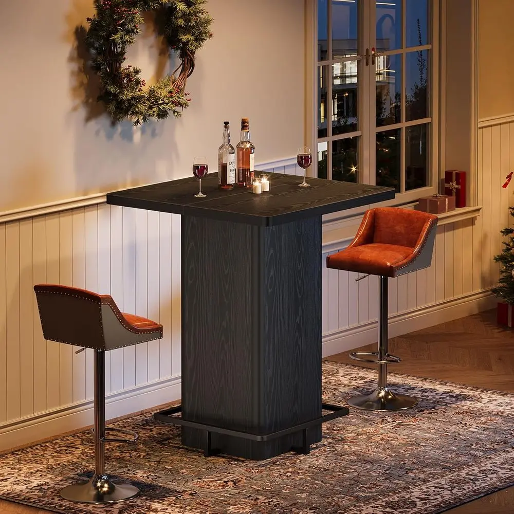 

Высокий квадратный черный стол для паба (39,37 дюйма) для столовой, кухни или небольшого бара