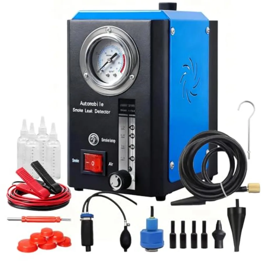 

Smoke Tester for Car with Pressure Gauge Professional EVAP Smoke Machine Automotive Built-in Air Pump 15 L/min Flow Meter Fuel