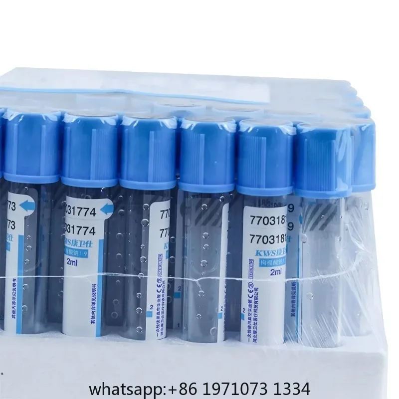 Disposable Sodium Citrate 1：9 Sterile Vacuum Blood Collection Tube 10ml/5ml/2ml Veterinary 100pcs Plastic Sampling Tube