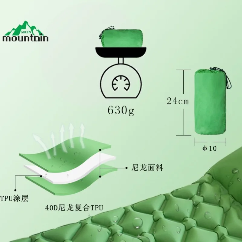 Camping sleeping mattress with built-in foot pump - self-inflatable air mattress for hiking and backpacking