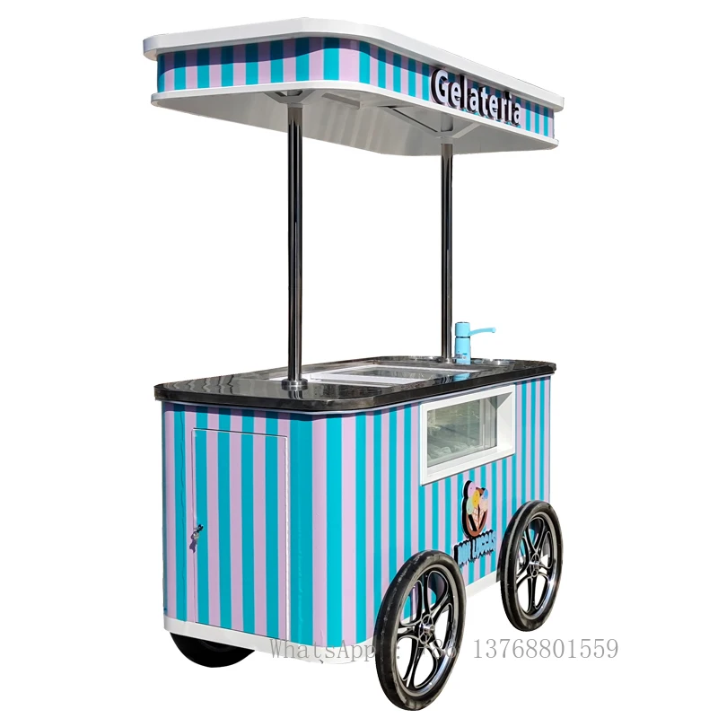 Summer Street Application Gelato Cart Italian Ice Cream Popsicle Cart With Europe Standard