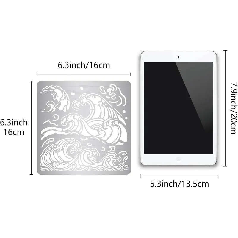 1pc Sea Waves Stencils Metal Drawing Painting Template Reusable Ocean Wave Pattern Stainless Steel Stencils for Scrapbooking