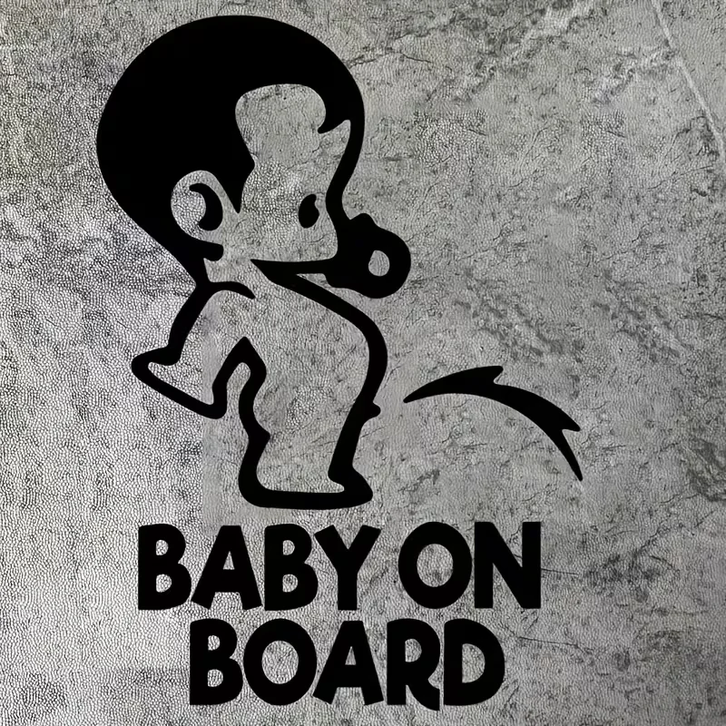 1pc of Baby on Board Vinyl Sticker - Features a Cute Cartoon Baby Design with The Text 'BABY ON BOARD', Self-Adhesive, Shiny Sur