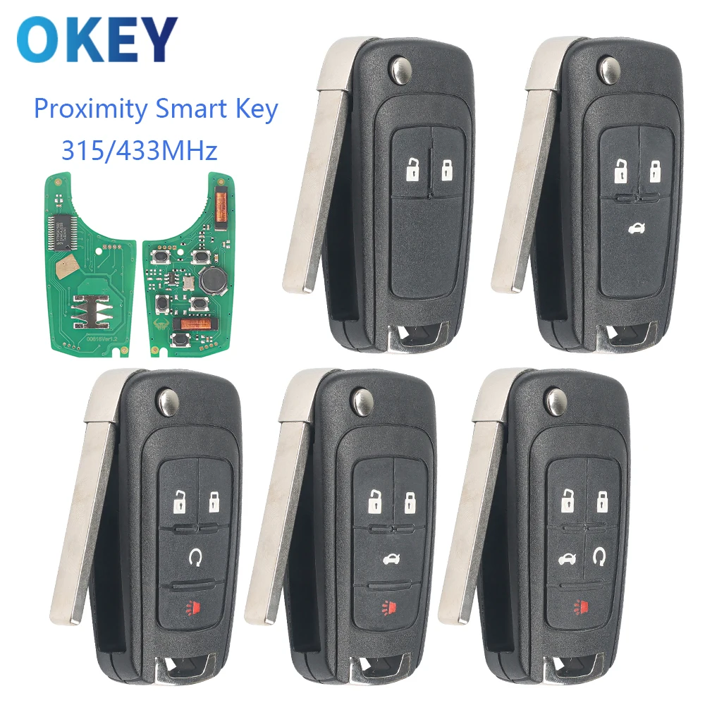 Okey Promixity Key 315/433Mhz ID46 Chip For Chevrolet Cruze Aveo Orlando Trax Buick Lacrosse Encore Regal Verano KR55WK50073