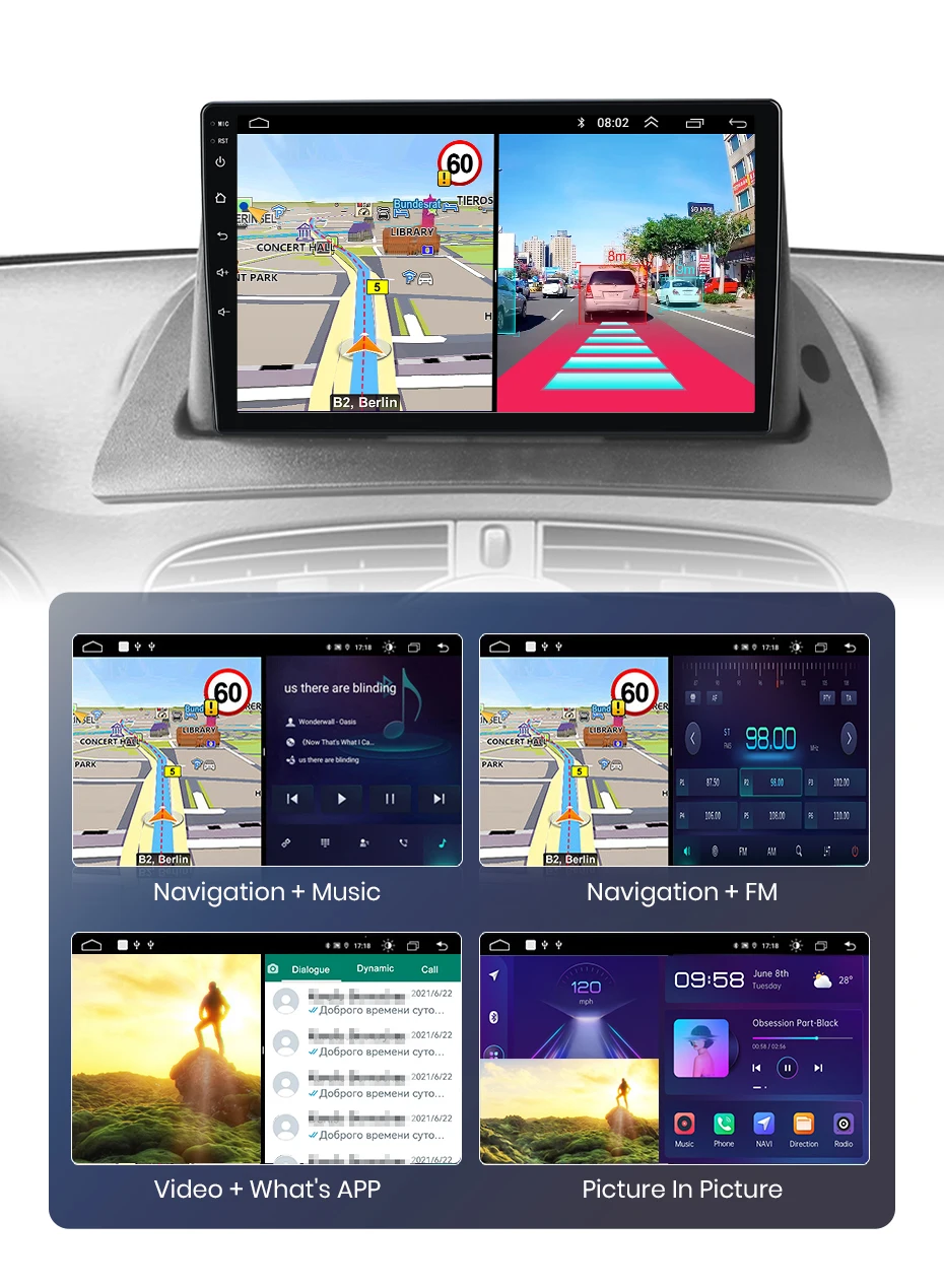 Junsun Autoradio für Renault Kangoo 2008 2009 2010 2011-2018 CarPlay Android Auto FM RDS DSP BT GPS Navi SWC HD IPS Touchscreen Plug & Play Multimedia-Player Freisprecheinrichtung Original-Autostil-Haupteinheit – Detail 19