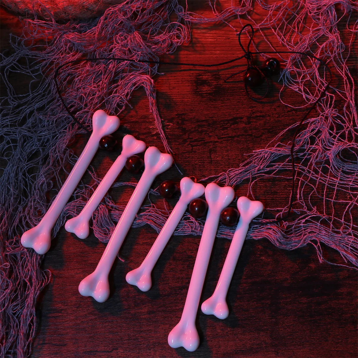 2 Stück Halloween-Knochen-Halskette, kreativer Kunststoff-Anhänger, Kette, Halsband, langlebig, leicht, für Festivals und Geschenke