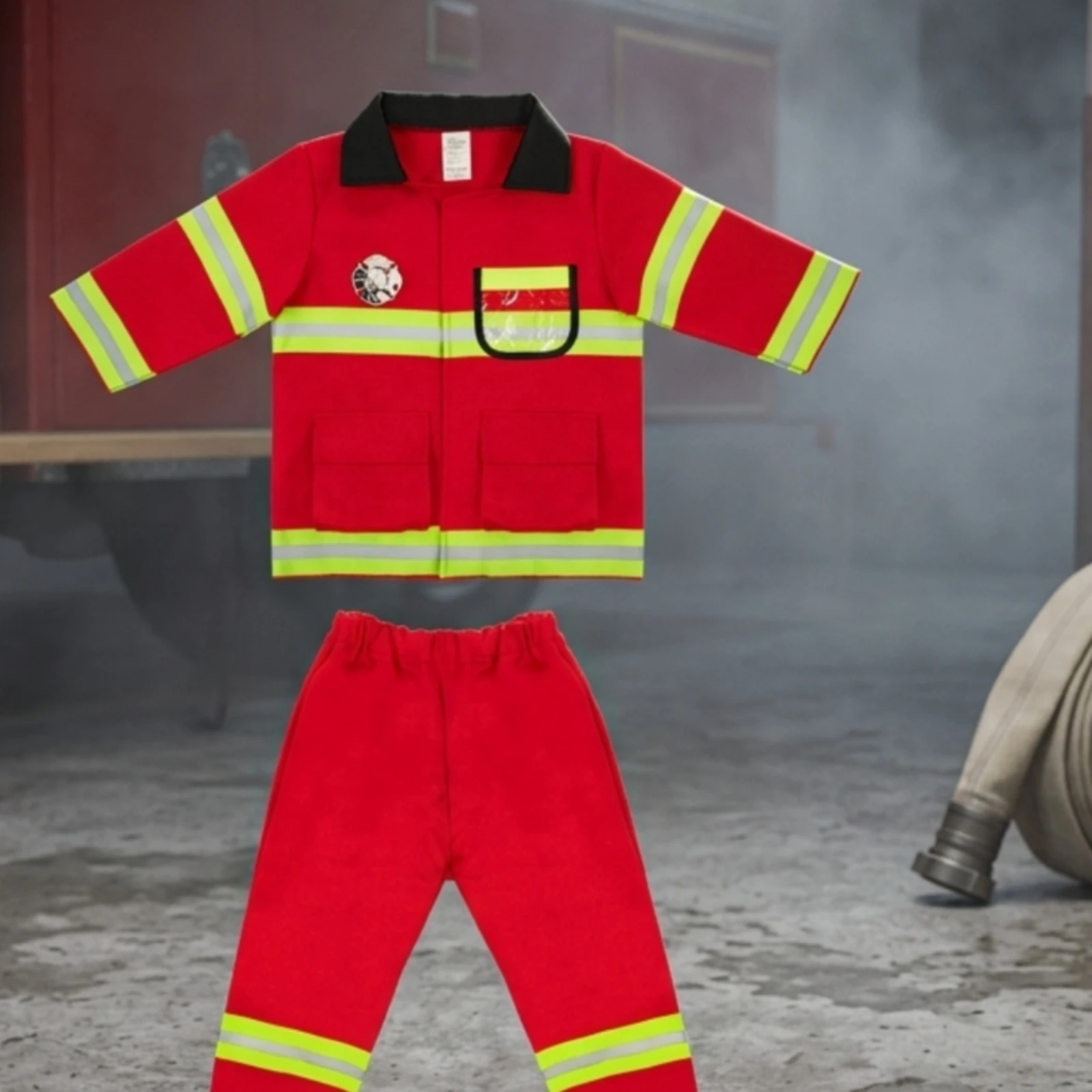 Firefighter Costume Dress-up Firefighter Costume with Accessories Fireman Suit Adjustable Sturdy for Children, Halloween