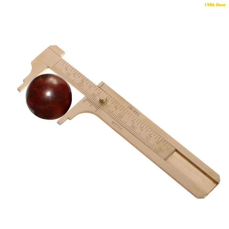 U1JB Vernier Caliper Mini Retro Brass Sliding Gauge Sliding Ruler Measuring Tool