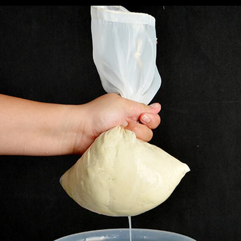 1pc Reusable Coffee Cheese Nylon Fine Mesh Strainer Filter Bag White