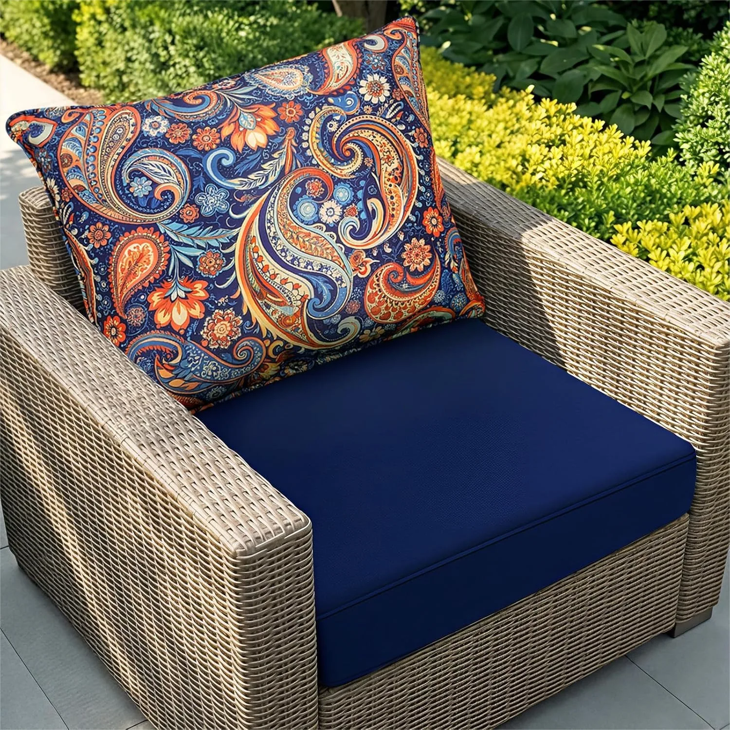 

24x24 Inch Outdoor Seat Cushion And Back Pillow Set With Ties For Patio Wicker Sofa Couch Water Resistant Red Floral