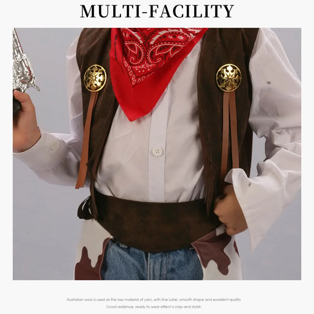 Anime Kid Boys Halloween Cowboy Costume Children Western Cowboy Cosplay Event Dress Up Party Stage Performance PurimOutfits