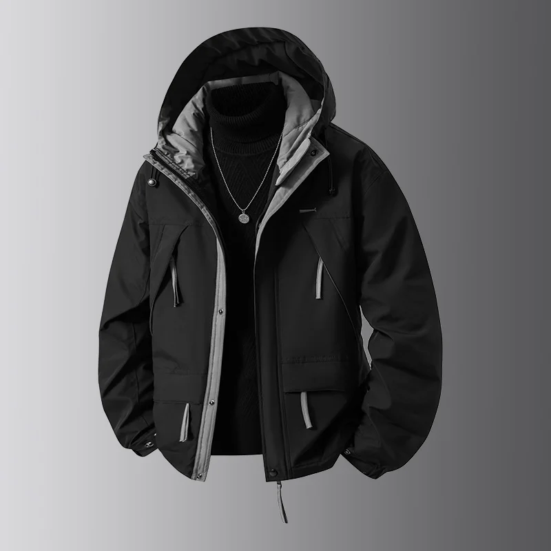 

New Autumn Winter High-quality Thick Warm Hooded Jacket Comfortable Breathable Fashionable and Trendy Men's Handsome Jacket