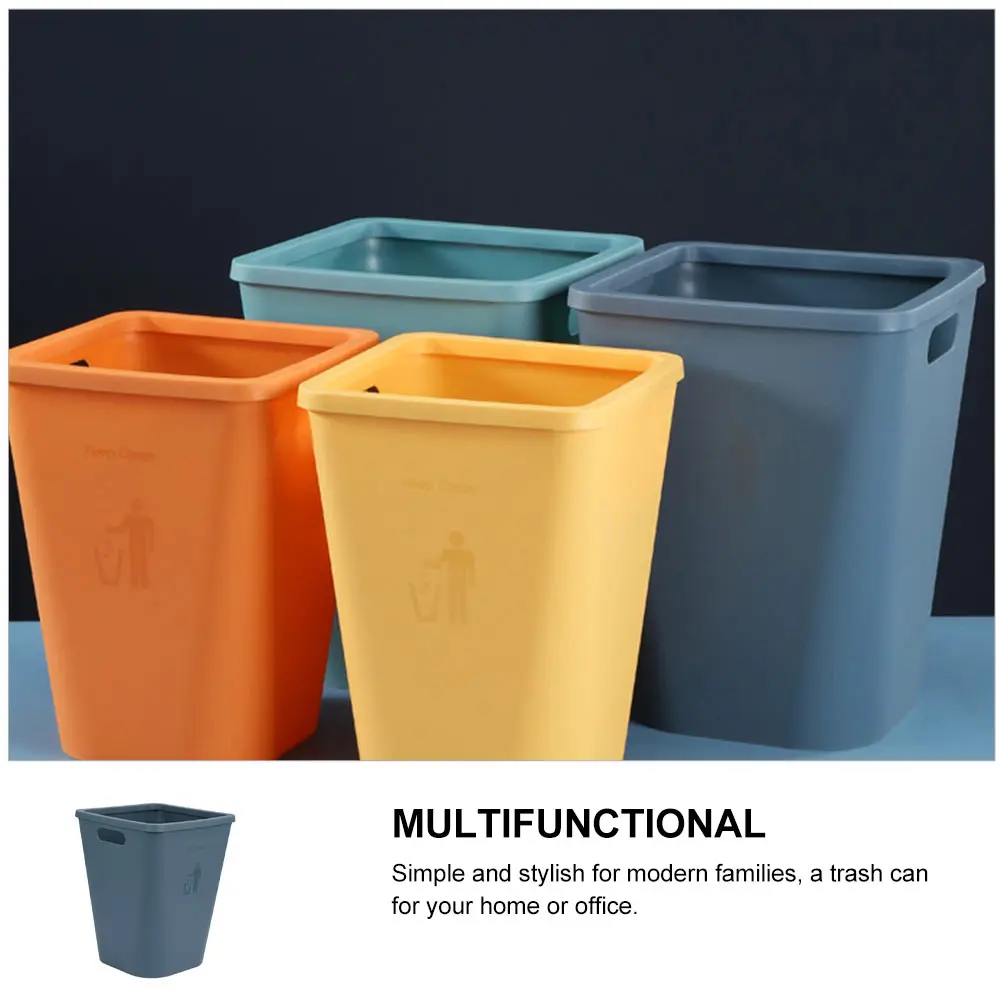 

Plastic Trash Can Waste Bin Kitchen Basket Yellow Office Garbage Container Simple Practical Thickened Firm Non Slip
