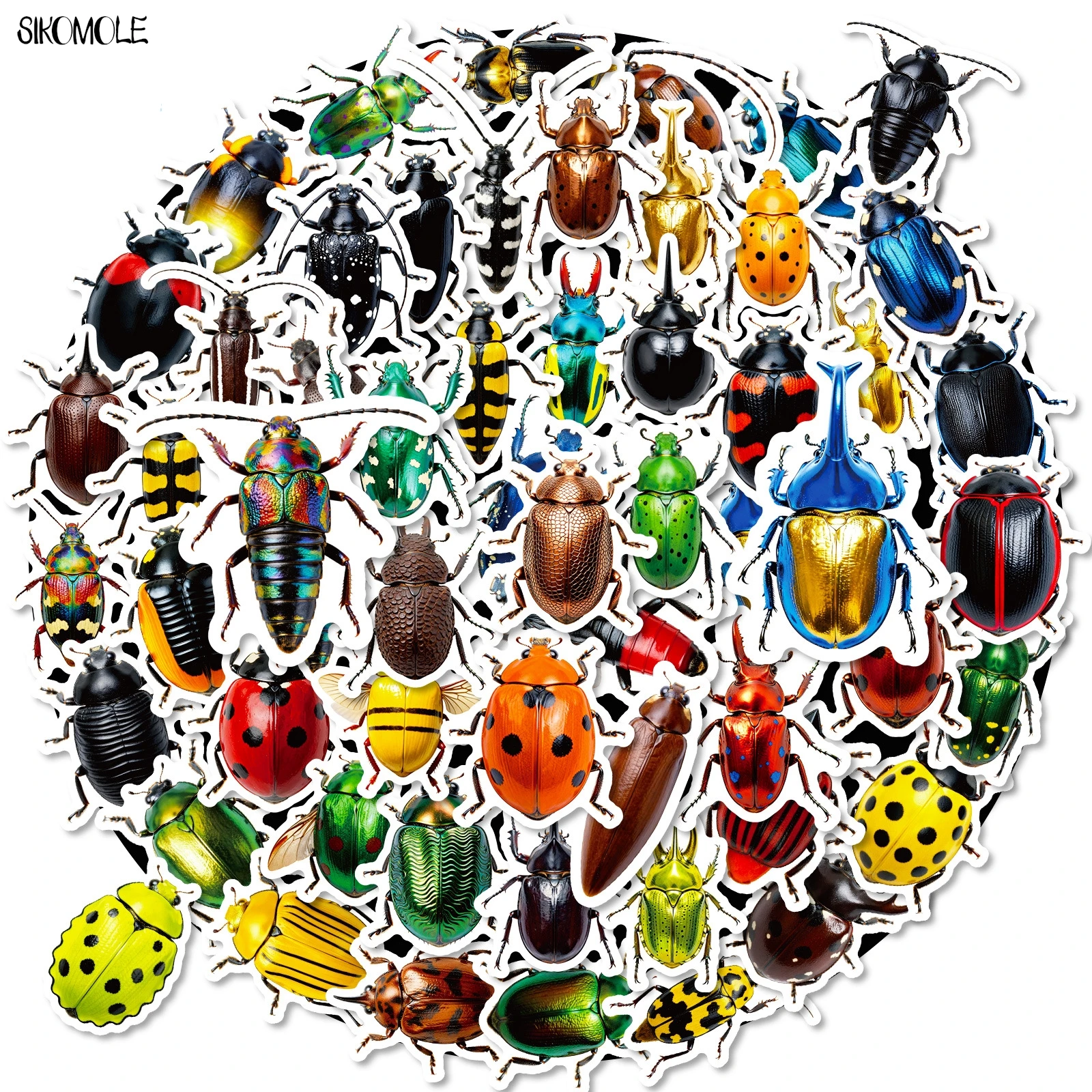 10/30/56PCS Colorful Beetle Stickers INS Style Cute Insect Cartoon Kawaii DIY Toys Guitar Luggage Suitcase Graffiti Sticker