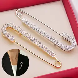 Exquisite Collar Brooch Anti-Exposure Brooch Pin Women Badge Pins Shining Rhinestone Sweater Safety Brooch Pin Jewelry Gift