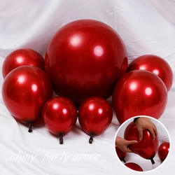 Globos de doble capa de látex rojo, decoración de fiesta de cumpleaños, boda, Navidad, habitación, venta al por mayor, nuevo, 10/20 unidades