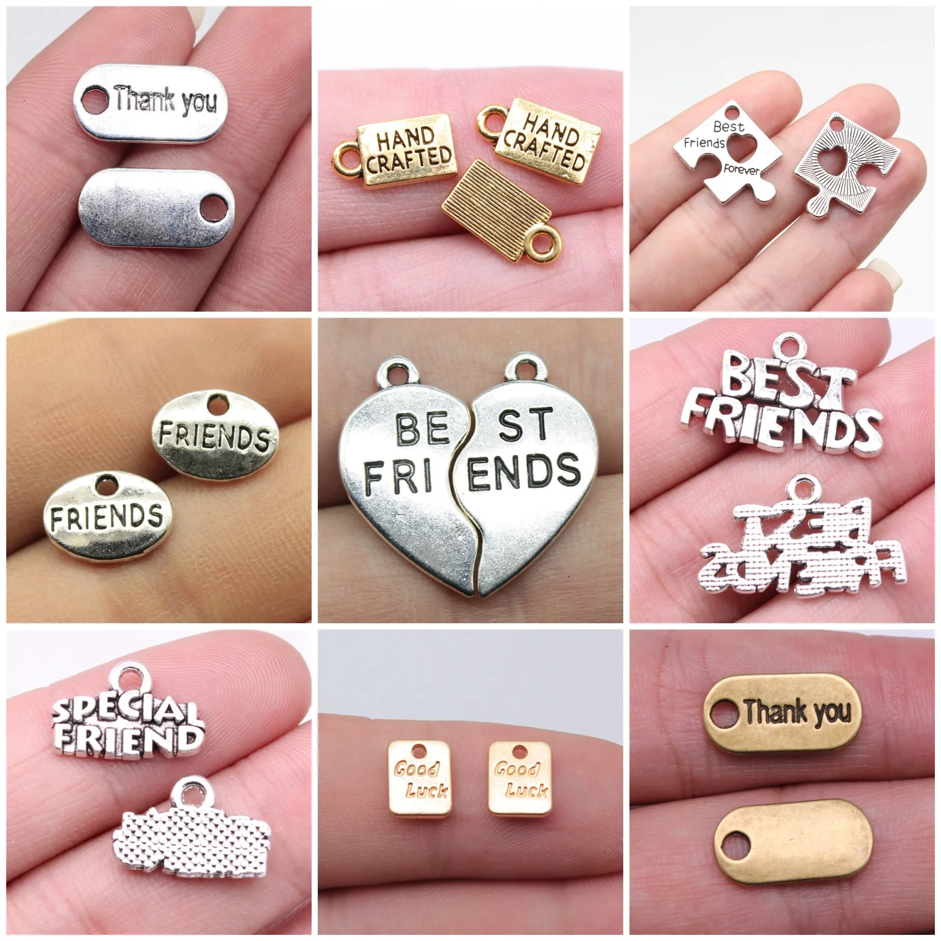 Friends Letter Engraved Word Tag Charms Pendant For DIY Bracelet Necklace Jewelry Making Supplies