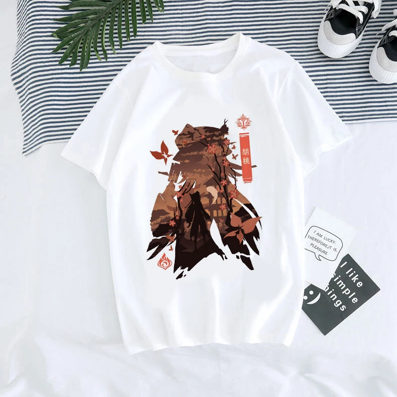 Genshin Impact Women T Shirt Hot Game Graphic Tees Unisex Kawaii Summer T-shirt Female Harajuku Cartoon Hu Tao Y2k Clothes Tops