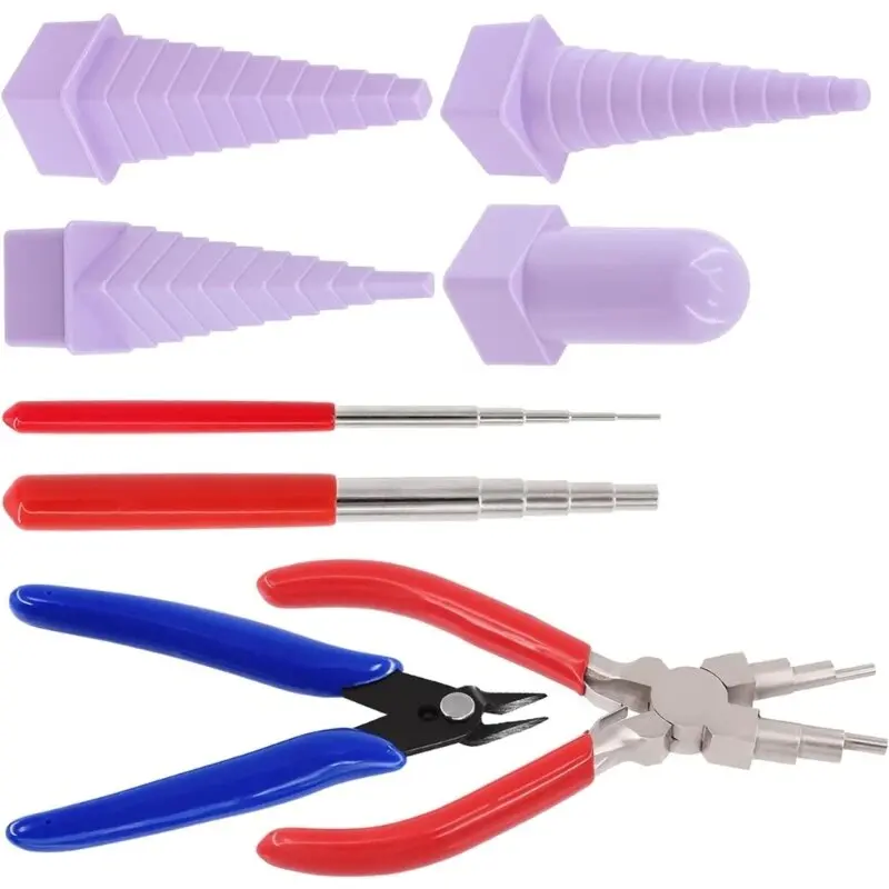 Jewelry Making Tool Set: 8 pcs with 6-in-1 Bail Making Pliers, Jewellery Gauges, Perfect for Wire Wraps and Jump Rings