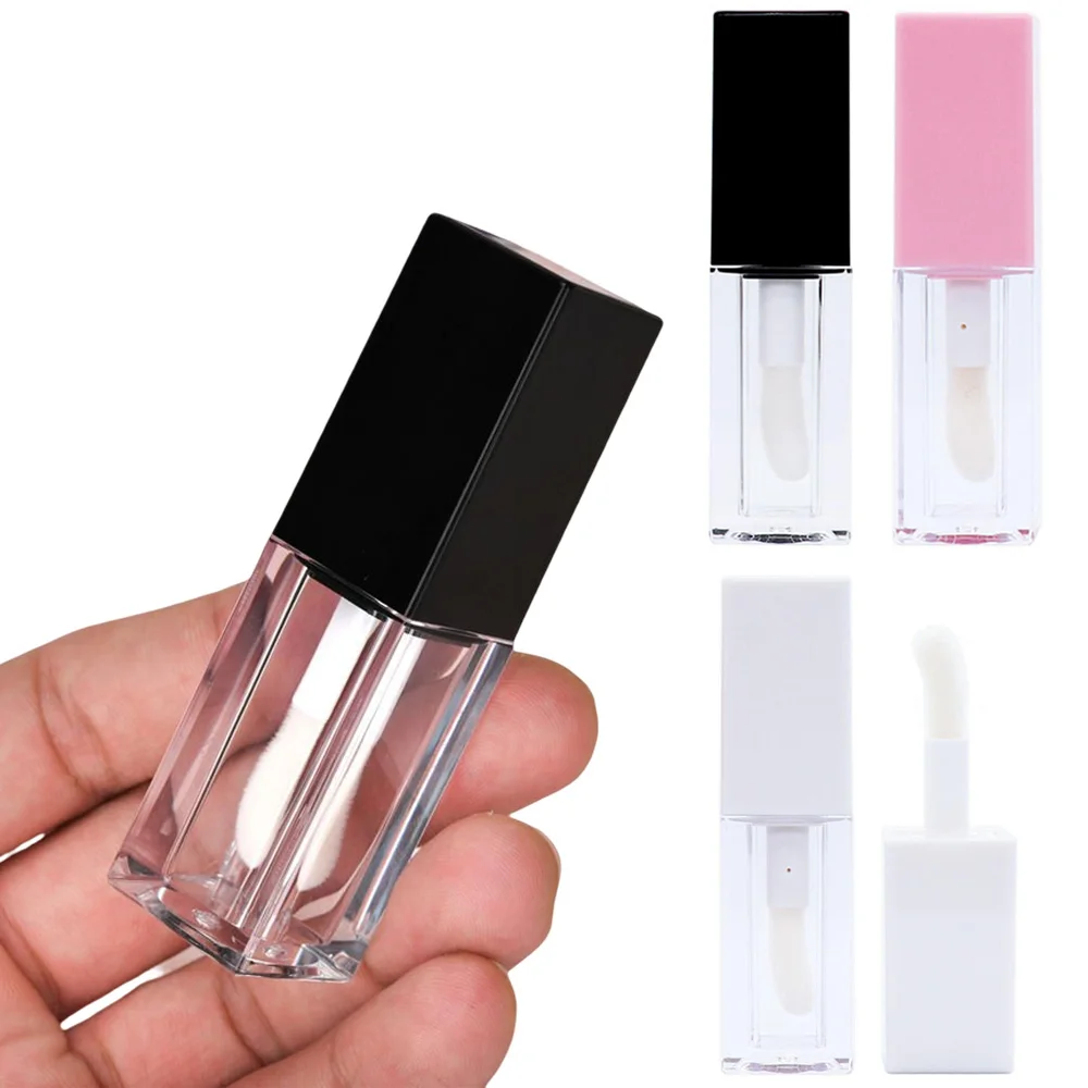 Tubo de brillo de labios vacío, botellas rellenables de plástico transparente, tubo de esmalte de labios, botella de lápiz labial DIY, contenedor de muestra de cosméticos, 5ml