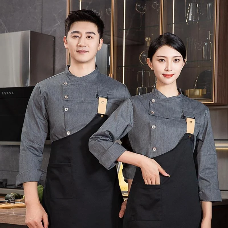 مجموعة زي الشيف للرجال والنساء في مطعم الفندق وسترة النادل ومريلة