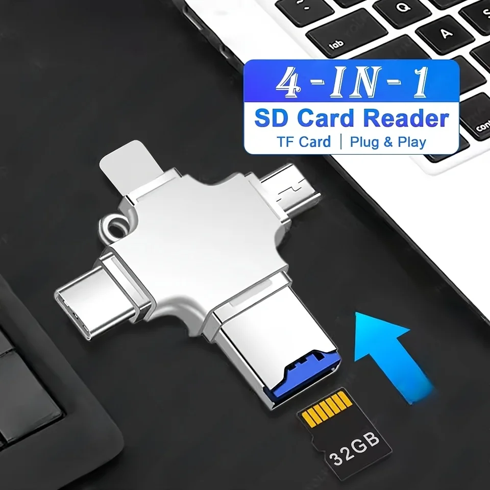 4 في 1 قارئ بطاقات الذاكرة مايكرو SD آيفون آي باد أندرويد ماك كاميرا الكمبيوتر نوع C البرق Usb C قارئ أندرويد قارئ محمول