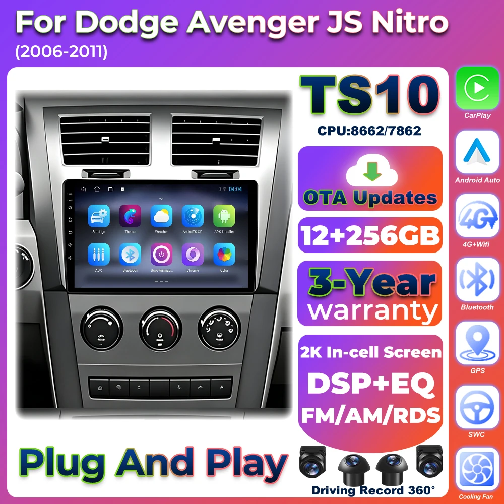 Autoradio Car Radio Carplay For Dodge Avenger JS Nitro 2006 - 2011 Plug And Play Video Multimedia Player GPS Navigation 5G Wifi