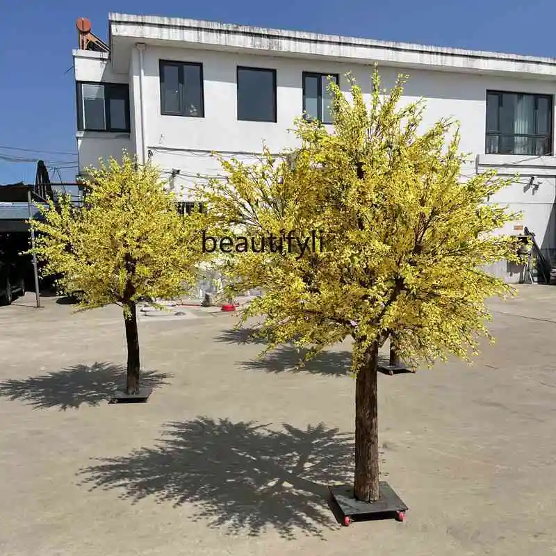 Simulation Winter Jasmine Tree Spring Bar Primula Malacoides Fake Trees Yellow Flower Tree Home Decoration