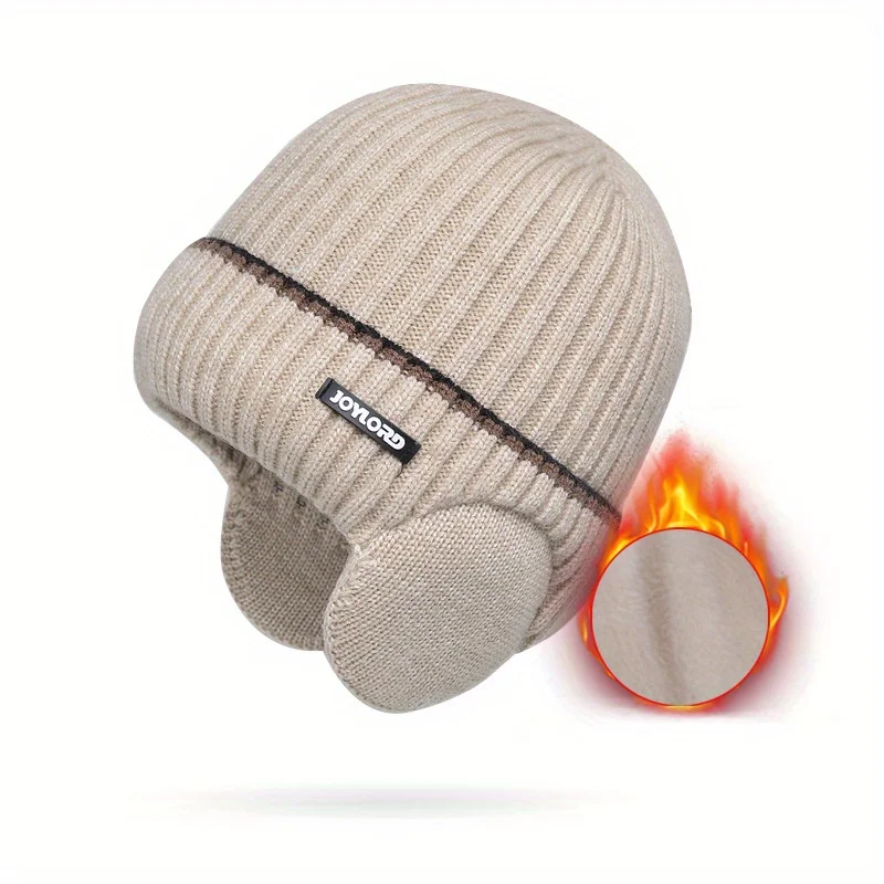 

Thermal Fleece Lined Knitted Beanie Winter Warm Hat with Ear Flaps Thick Cold Weather Cap for Men Women Unisex Outdoor Sports