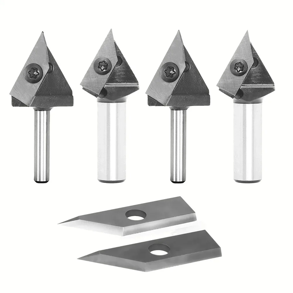 Chamfering 60 Degree V-shaped Router Bit End Mill 3D Router Bits Tungsten Steel V Shape Chamfer End Mills Woodworking Tools