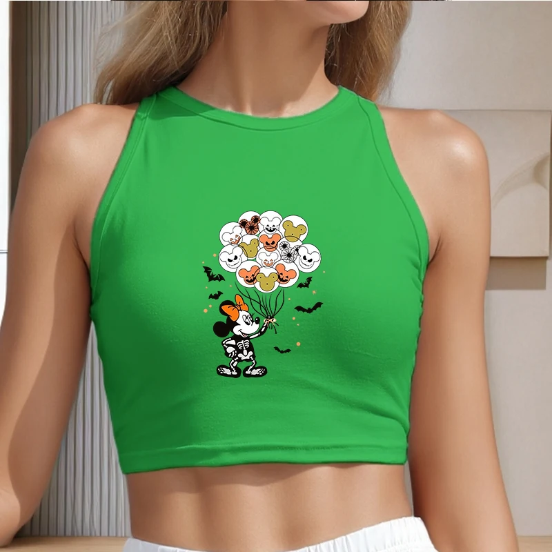 

Corset Tanks Camis Disney Mickey Halloween Woman Clothing Tees Cartoon Female Printed Tops T Shirt Y2k Trends Clothes Sleeveless