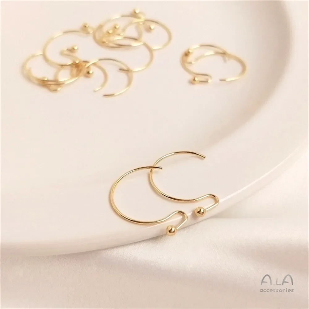 

14K Gold-Color Real Gold-plated Semi-round C-shaped Ear Hooks DIY Handmade Earrings Materials Jewelry Accessories E057