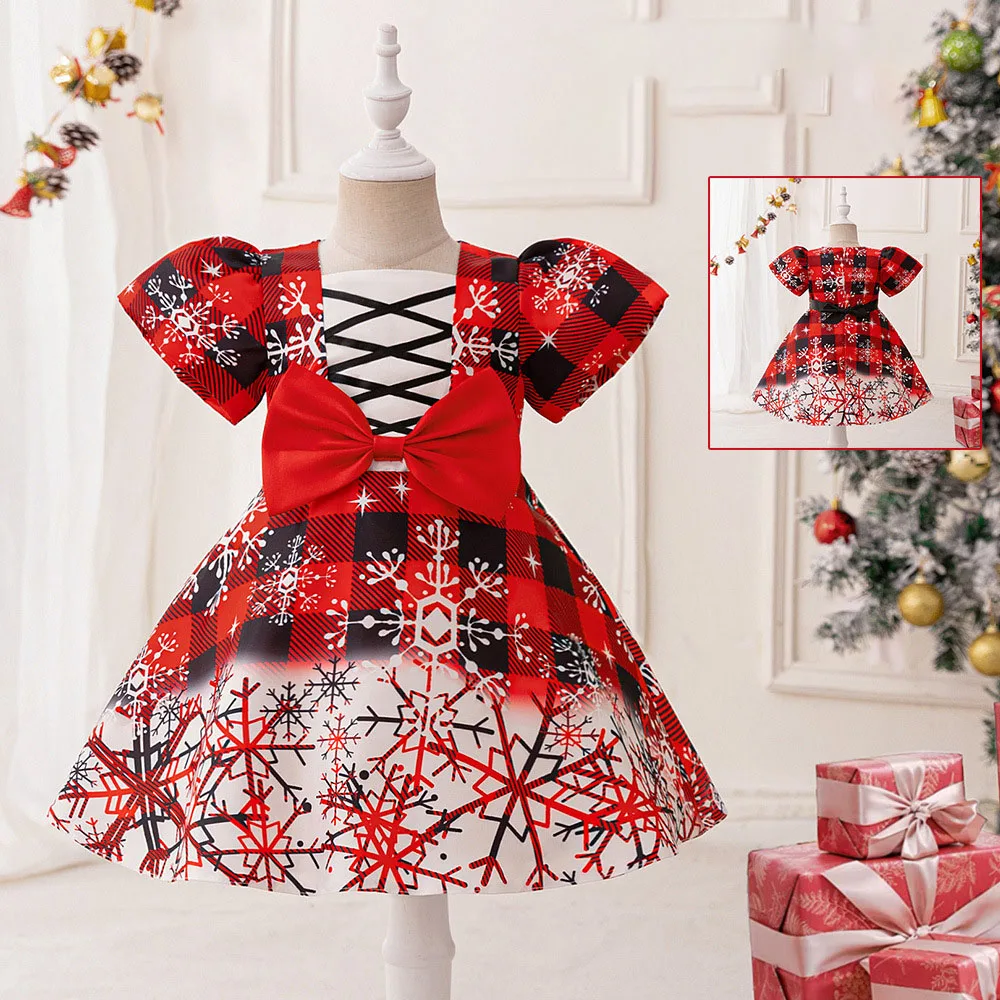 

Elegant Dress For Girl Christmas Snowflake Print Children'S Party Evening Dresses Cosplay Masquerade Kids Costume Princess Dress