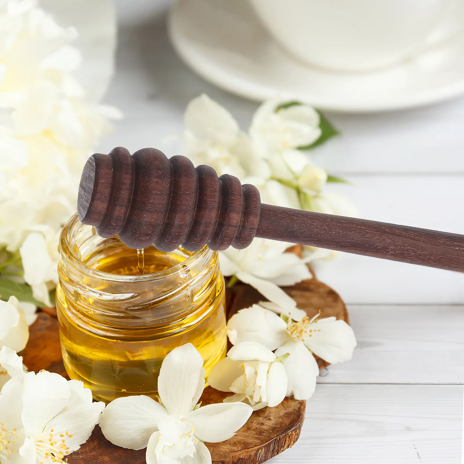 Wooden Honey Dipper Stick Natural Food Grade Eco Friendly Honey Stirrer Wand for Jars Drizzling Syrup Jam Molasses Stirring