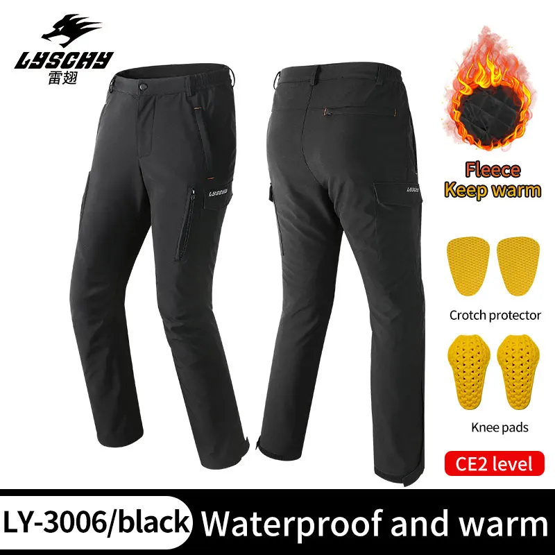 LYSCHY Motorcycle Pants Double Fabric Waterproof CE2 Protective Gear Removable Warm Waterproof Layer Motorcycle Pants